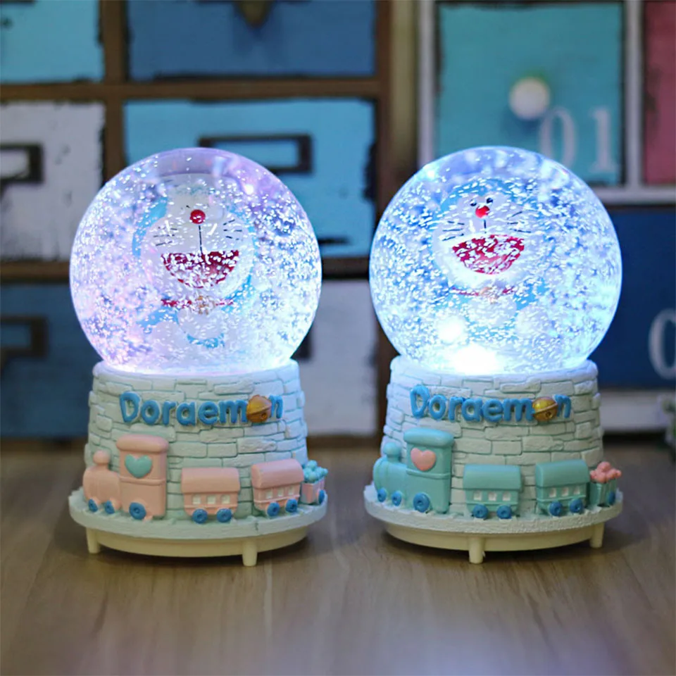 Doraemon креативная Снежинка Хрустальный шар синяя жирная музыкальная шкатулка в виде хрустального шара украшение из смолы студенческий подарок