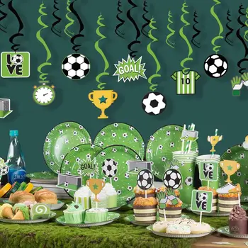 

Football theme Party Tableware Decoration Plates Cups Straw Cake Topper Happy Birthday Banner Baby Shower Birthday Party Kid