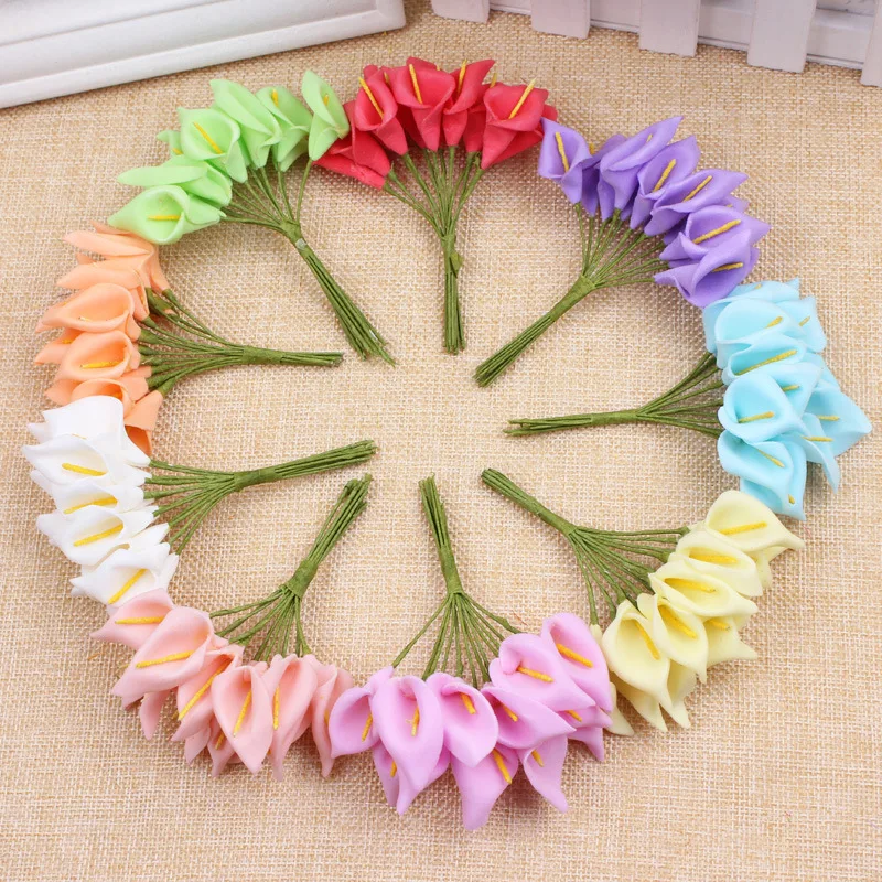 

9Colors 12pcs/bundle diy calla lily flower wreath arrangement garland decoration candy box accessory floral flower