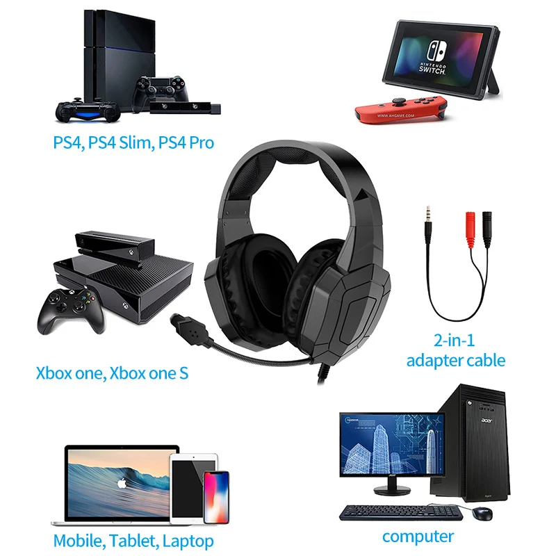 High Quality PC Gaming Headset Gamer Wired Headphone With Microphone Music Stereo Bass Helmet For Phone Computer Kids Earphone