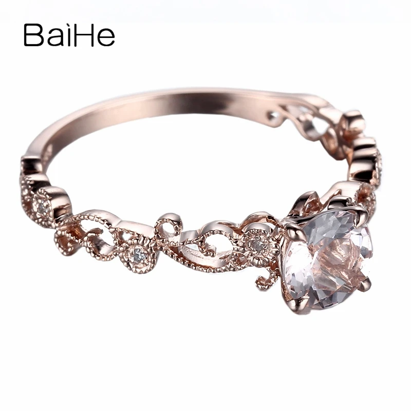 BAIHE Solid 10K розовое золото(AU417) 0.55ct безупречный натуральный морганит свадебные женские модные ювелирные изделия модное кольцо