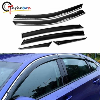 

GTinthebox 6PCS/SET Black Window Rain Sun Guards Acrylic VENT VISOR Eyebrow For 2018-2019 Honda Accord