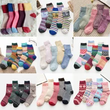 La MaxPa, 5 пар, толстые женские носки в стиле ретро, осенне-зимние носки из кроличьей шерсти, лоскутные носки, женские носки-трубы, студенческие Чулочные изделия, случайный цвет