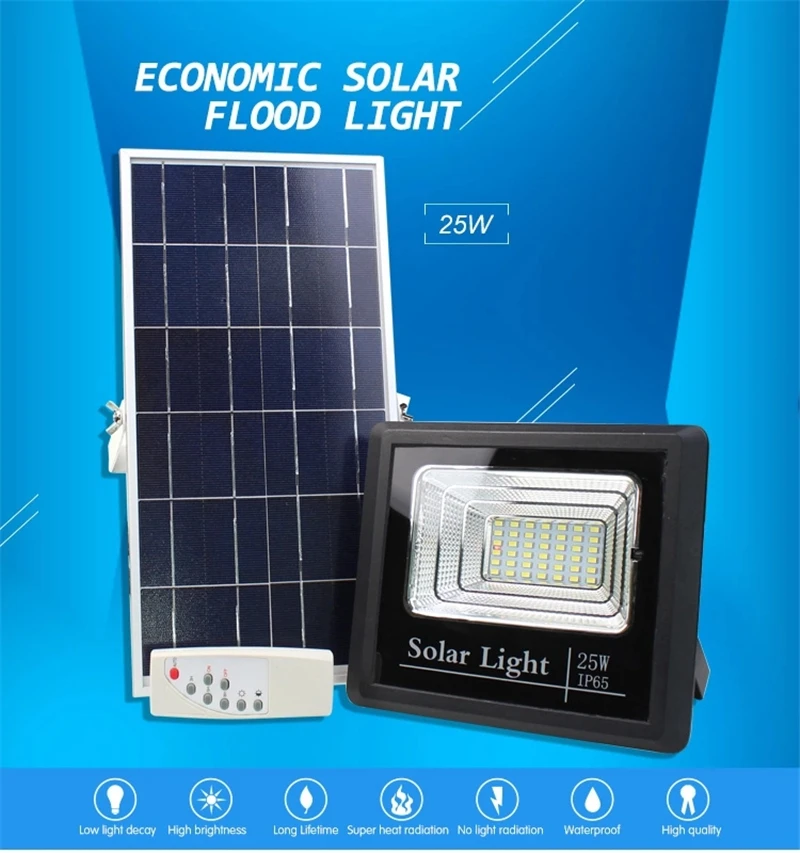 Jardim ao ar Iluminação à Prova Projector de Painéis Solar Radio Frequency Controle Remoto Ip67 Rua Livre d' Água Led Solares Luz 25w 2 À Prova D' Água LED Projector de Painéis Solares