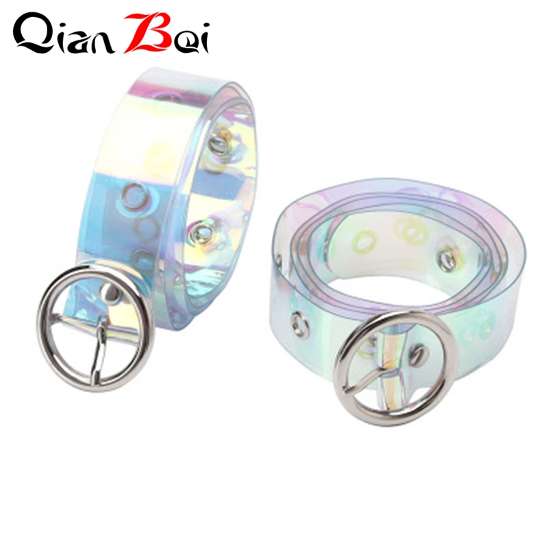 QianBei,, 10 шт./партия, женский пояс, лазерная металлическая пряжка, повседневное украшение, булавка, прозрачный, модный, для девушек
