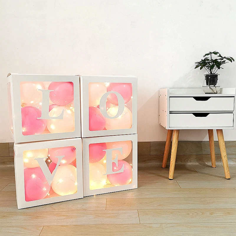 Juego de 4 piezas ПВХ прозрачный caja de globos DIY Детский душ