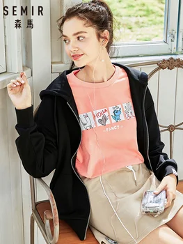 

SEMIR Jacket women 2020 spring new hooded Korean loose thin woman jacket cotton student retro Hong-Kong taste tide