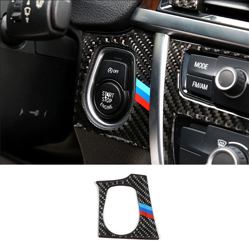 Carbon Fiber Car Styling Engine Start Stop Ring M Stripe Trim Circle Ignition Key Rings For Bmw 3 4 Series 3gt F30 F31 F32 F34 Car Stickers Aliexpress