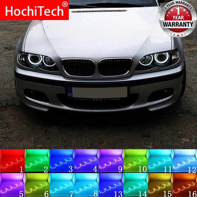 Для BMW 1998-2003 E46 с проекторами аксессуары для фар многоцветный RGB светодиодный ангельские глазки Halo Кольцо глаз DRL RF пульт дистанционного управления