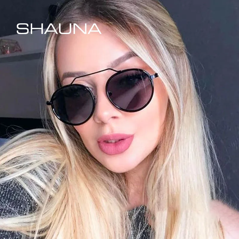 Мужские и женские круглые солнцезащитные очки SHAUNA брендовые дизайнерские в