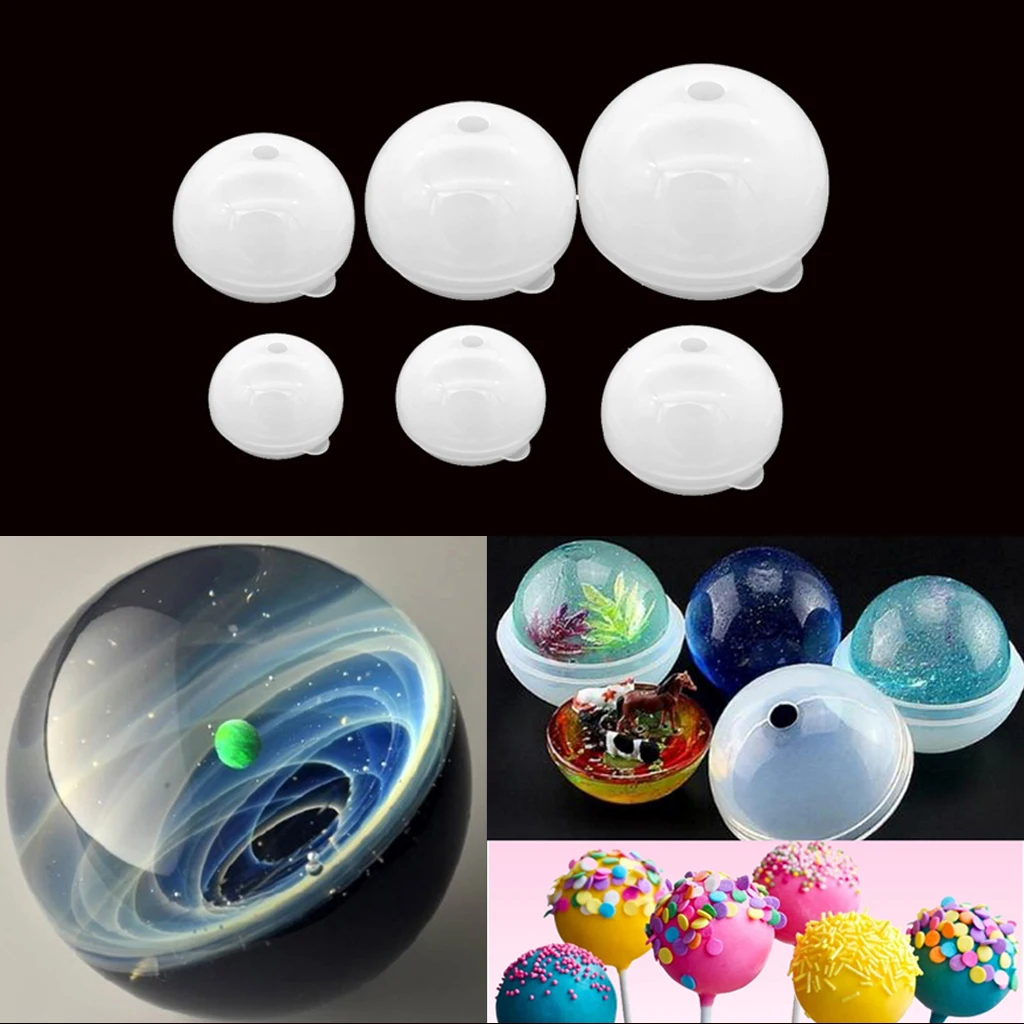 6 Size Silicone Ball Mold Round Sphere Mould DIY Resin Craft Ornament Tool for Epoxy Resin Casting 30/40/50/60/70/80mm