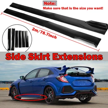 

1 Pair 2M Universal Side Skirts Extension Rocker Panels Lip Splitters ABS Car Styling Car Accessories For Civic Benz BMW