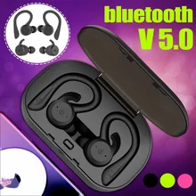 bluetooth 5.0 Detachable Earhooks Earphones TWS Wireless IPX7 Waterproof Sport Headphone HD Heavy Bass Earbud Headset for Phone