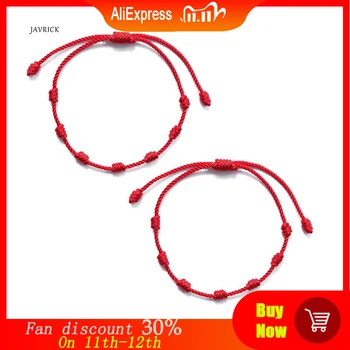 

2Pcs 7 Knots Red String Bracelet for Protection Evil Eye Good Luck Amulet for Success and Prosperity Friendship Bracelet