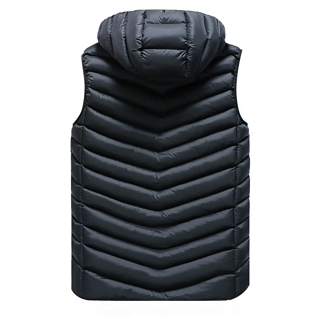 JAYCOSIN Men's Vests Jackets Fashion plus size casual hooded zipper jacket vest autumn male Polyester sleeveless coats pockts