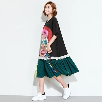

Women Spring Summer New 2020 Hip Hop T-shirts Print Doodling O-Neck Tshirt Plus Size Tops Irregularity Tees Female