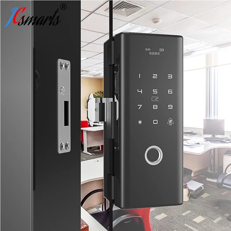 Smart fechadura digital door lock Glass door fingerprint lock with touch  keypad and card reader for Office AliExpress