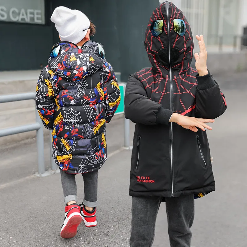 Crianças para Baixo Homem-aranha com Capuz Cabolsa de Inverno Cabolsa para 3-12years Jaqueta Cabolsa Moda Grosso Dwon Criança Meninas Meninos Roupas Outerwear 4 com capuz grosso dwon casaco para 3-12years