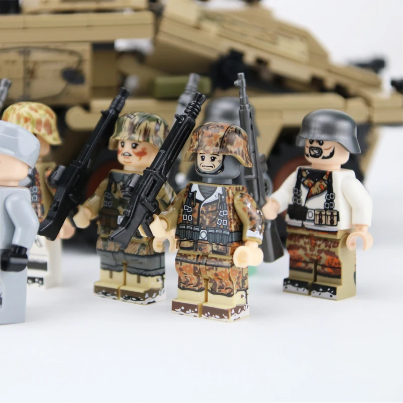 WW2 Military German Army SD.KFZ.233Z armored vehicle soldiers Figures weapon gun accessory Building Blocks Bricks kids For Toys