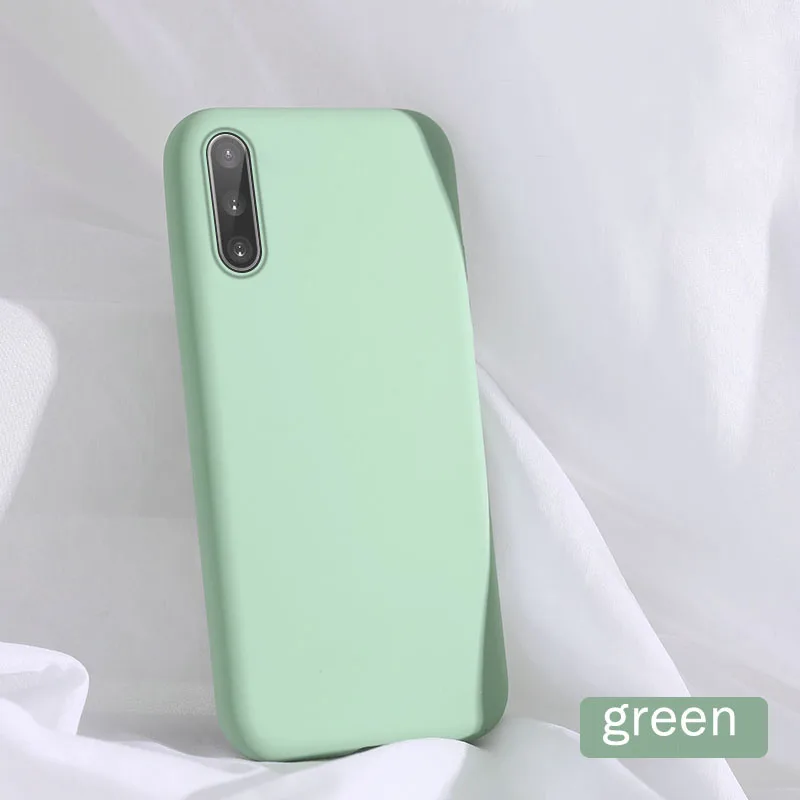 Green Жидкий силиконовый чехол для samsung Galaxy A50 A50s A10 A70 A20 A30s A40 тапочки однотонного яркого S8 S9 S10 Note 8, 9, 10, плюс противоударный чехол - Цвет: Green