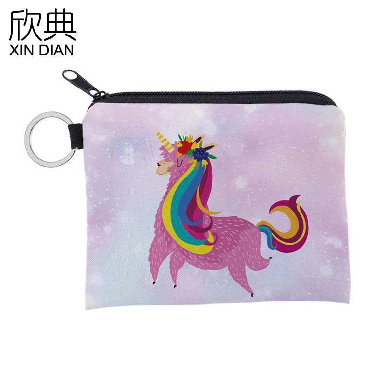 

Pink Star Romantic Alpaca Zero Wallet Waterproof Receiving Bag Portable Personal Card Bag Key Bag