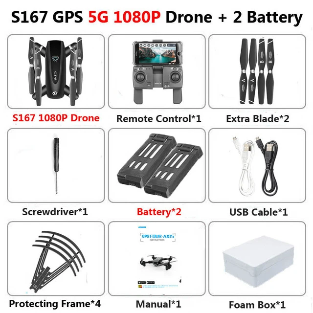 S167 складной Профессиональный Дрон с камерой 4K HD селфи 5G gps WiFi FPV широкоугольный Радиоуправляемый квадрокоптер Вертолет игрушка E520S SG900-S - Цвет: 5G 1080P 2B Foam