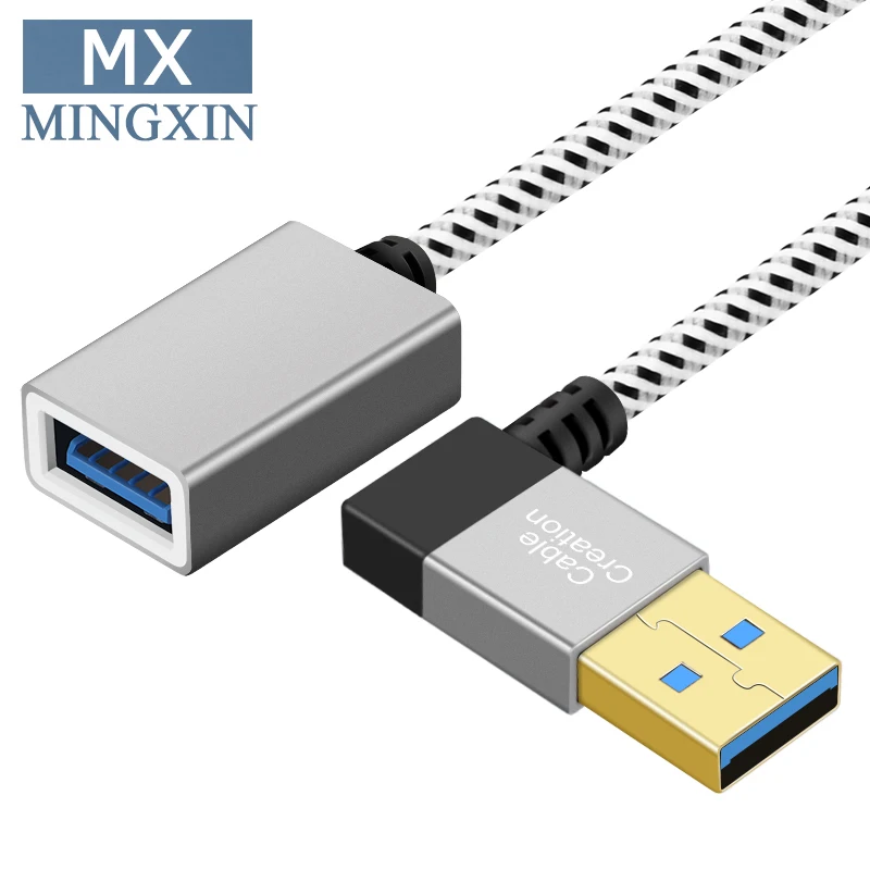 USB 3,0 кабель-удлинитель, Короткий Правый угол USB 3,0 мужчин и женщин удлинитель шнур, совместимые флэш-накопители, клавиатура, сканеры