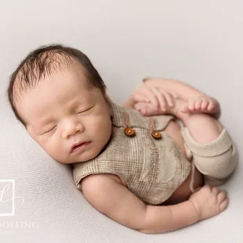 

Jane Z Ann Baby photography clothing Newborn photo props little gentleman vest + shorts suit 3 colors