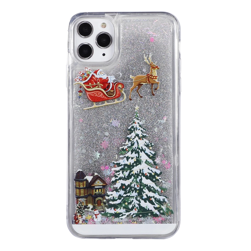 Для iPhone 11 крышка Рождественская елка с заячьими ушками жидкий песок ТПУ блестки задняя крышка чехол для iPhone SE 5 5S 6 6s 7 8 Plus X XR Xsmax 11 Pro Max Etui