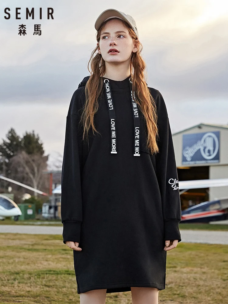 Зимнее Новое нежное платье SEMIR 2019 женское свободное свитер с капюшоном в стиле