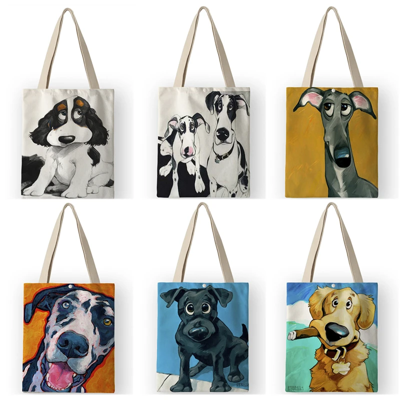 dog print tote bag