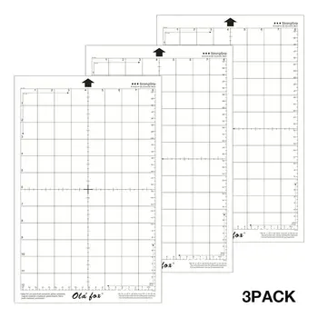 

Replacement Cutting Mat 3Pcs Transparent Adhesive Mat With Measuring Grid 8 By 12-Inch For Silhouette Cameo Plotter Machine