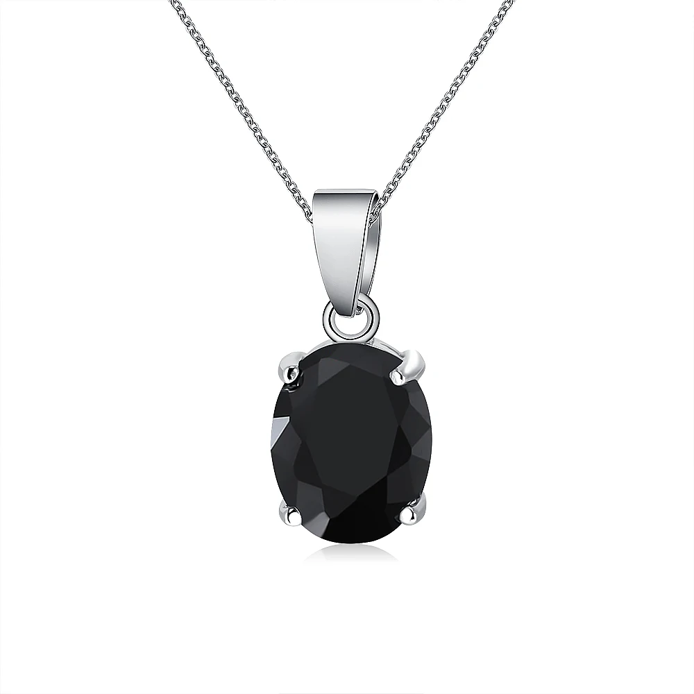 Женская мода, Посеребренная Подвеска с черным кристаллом, ожерелье, серьги-гвоздики, кольцо, наборы, женские модные вечерние Ювелирные наборы, подарки