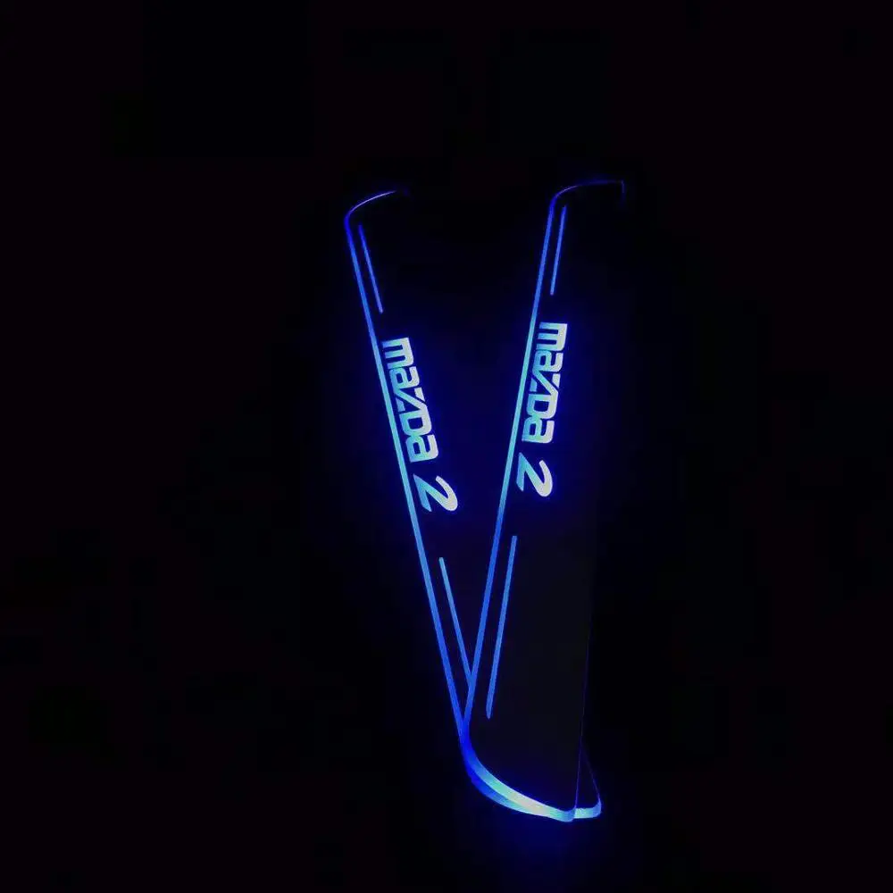 RQXR led движущиеся двери потертости для mazda 2 динамический порог пластина плоская подкладка накладка струящийся/фиксированный свет, 2 шт