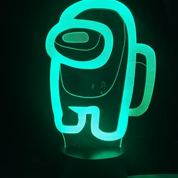 

Among Us Logo All Figures 3D Illusion Desktop Lamp Coffee Table Decor LED Sensor Light Atmosphere Bedside Night Gift Budget Deal