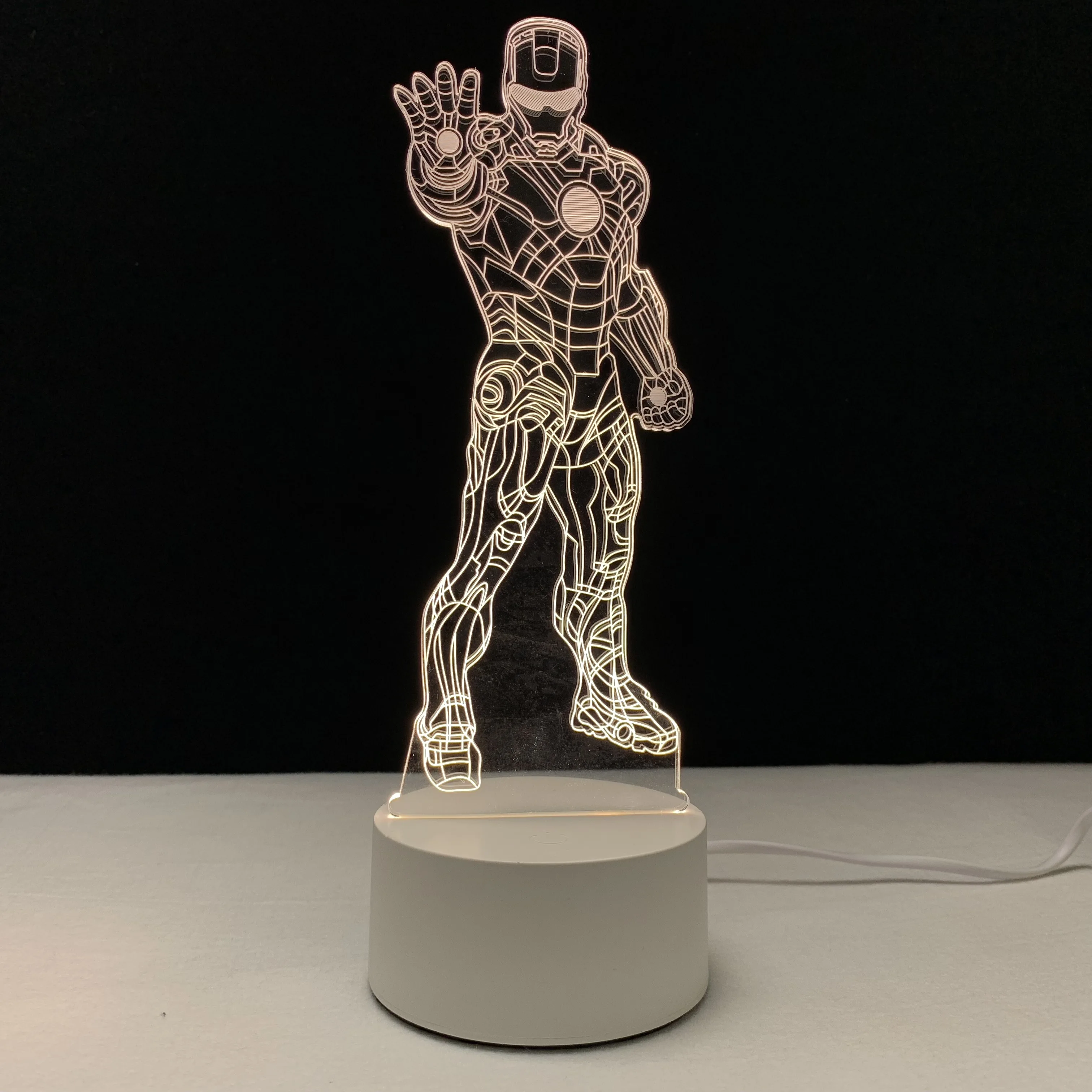 Железный человек 3D ночник теплый белый светодиодный выключатель лампы ЕС/США не может мигать атмосферное освещение домашний Декор Детский Рождественский подарок