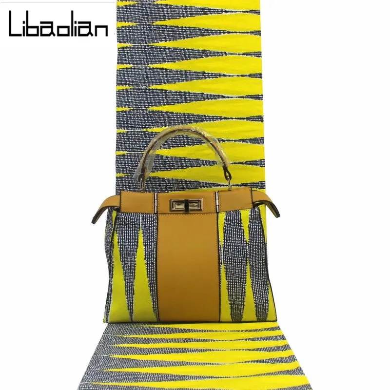 Африканский Анкара воск ткань печати 6 ярдов с сумочкой и мягкой дамской обуви