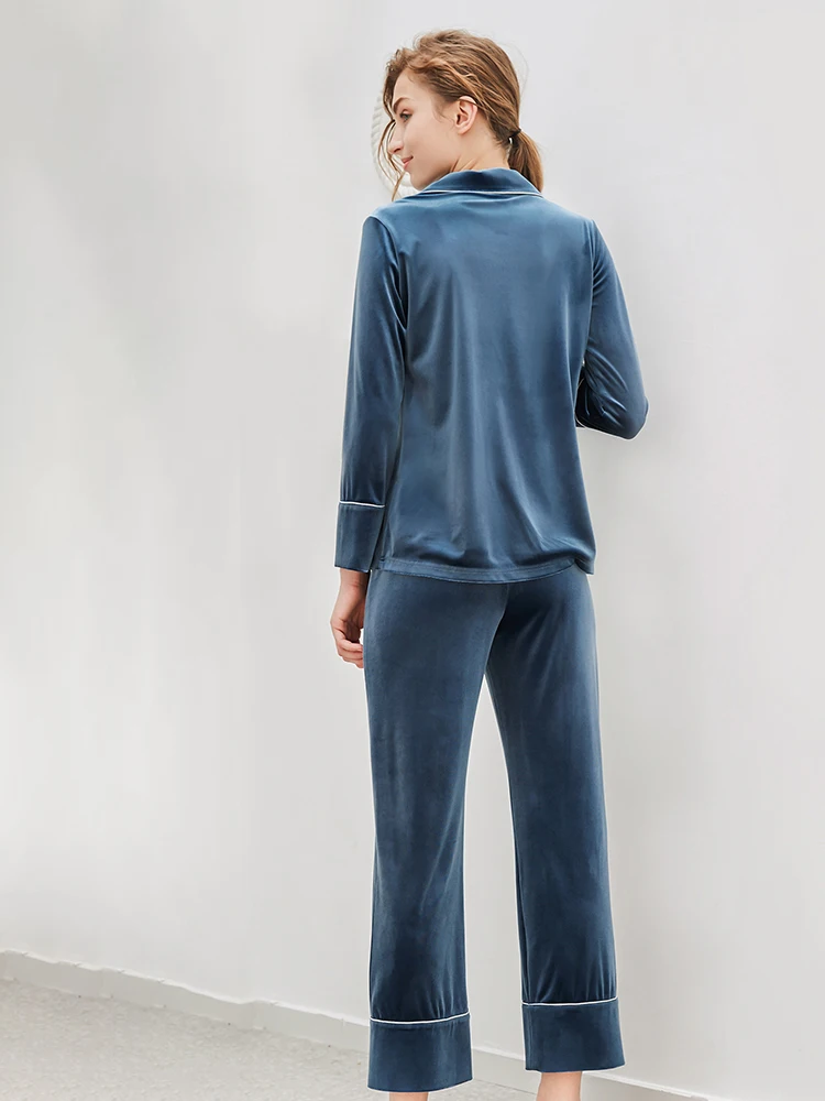 Winter Pajama Warm Pajamas for women pajamas set nightwear ladies pajamas sets Gold velvet homewear Women long sleeve sleepwear