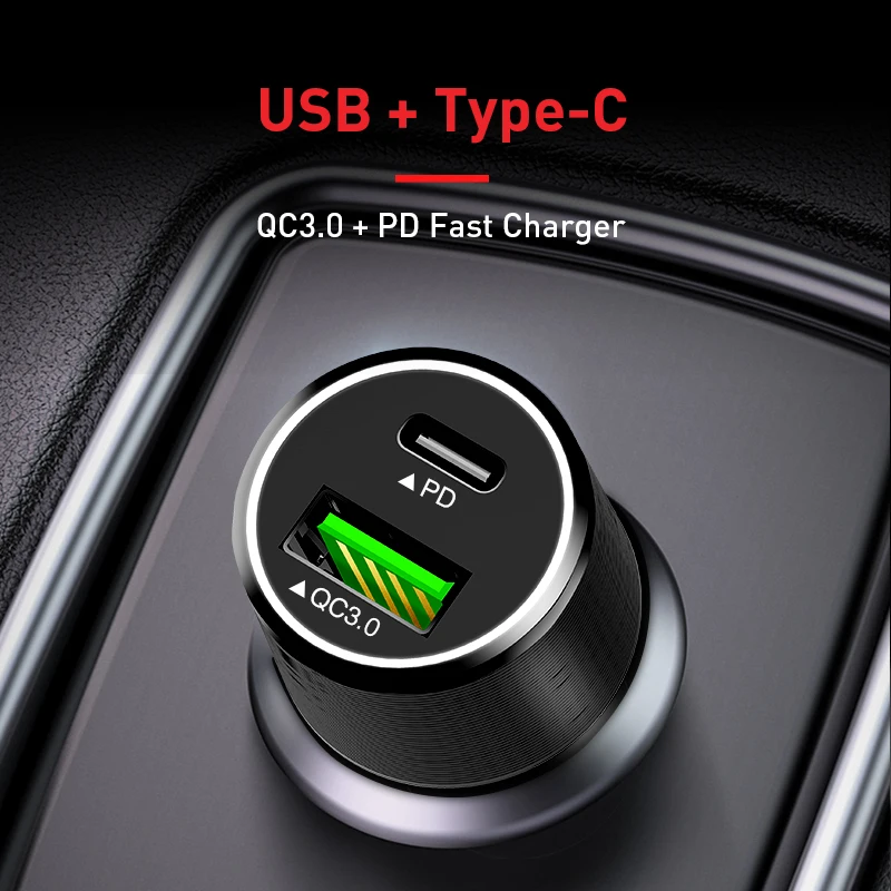 HAVIT 36 Вт двойной USB Quick Charge QC 3,0 Автомобильное зарядное устройство для iPhone usb type-C PD быстрое зарядное устройство для мобильного телефона быстрое зарядное устройство для автомобиля
