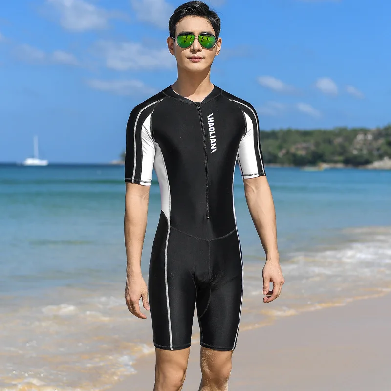 Размера плюс, короткий рукав, Рашгард, мужской передний гидрокостюм на молнии, одежда для плавания, Сноркелинга, сёрфинга, купальный костюм