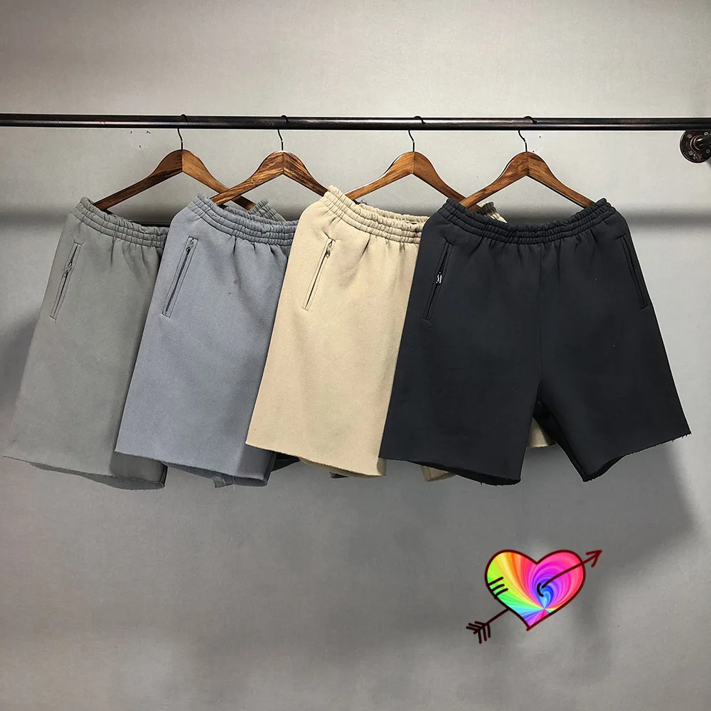 Oversized SEASON 6 Shorts Men Women High Street Washed Solid Burr Kanye West Shorts Summer Season Series Tag Make Old Breeches 5