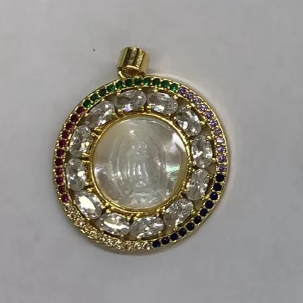 10 шт./лот натуральный AAA CZ Virgin of Guadalupe мать кулон с жемчужной раковиной Guadalupe жемчужная оболочка Швабра подвески для ожерелья - Окраска металла: Посеребренный