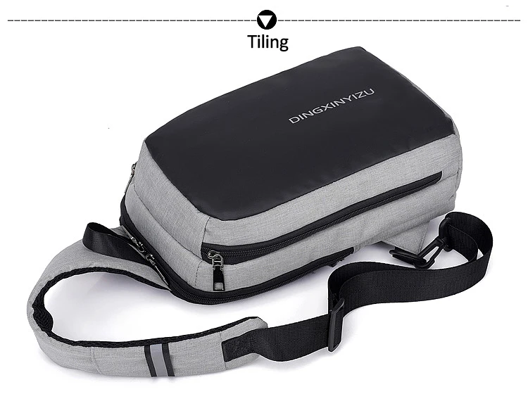 Men's Shoulder Crossbody Bags USB Charging Chest Pack Casual Man Messenger Bags