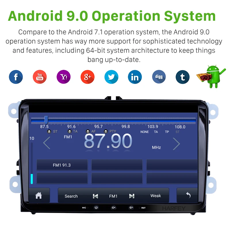 Мультимедийный плеер Harfey 2din 9 дюймов GPS Android 10 0 API 29 Автомагнитола для