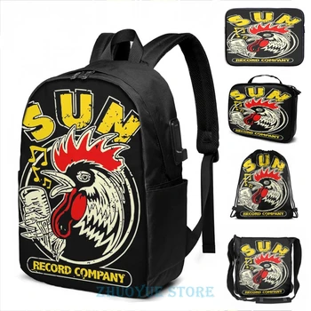 

Funny Graphic print Rooster Of The Sun USB Charge Backpack men School bags Women bag Travel laptop bag