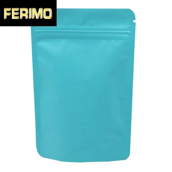 

100Pcs/ Lot 10*15cm Matte Blue Stand Up Aluminum Foil Valve Packing Pouch Doypack Food Storage Heat Seal Pure Mylar Ziplock Bags