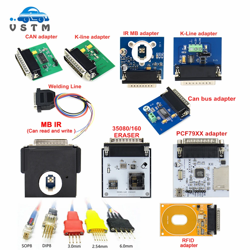 Iprog adaptador para iprog + iprog programador substituição rfid/can bus/K-LINE/mb ir/pcf79xx/5 peças sondas/35080/160 adaptador de borracha