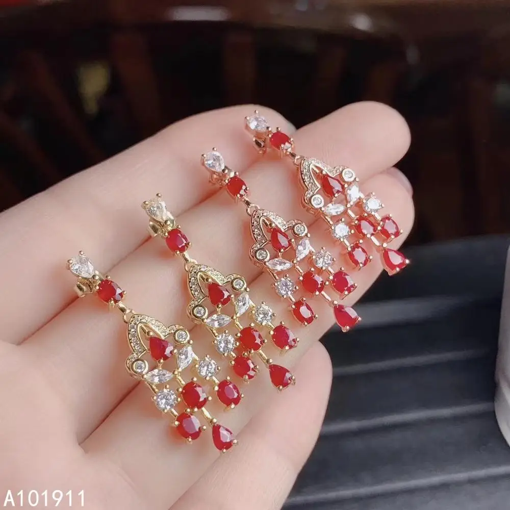 

KJJEAXCMY fine jewelry natural Ruby 925 sterling silver women earrings support test popular