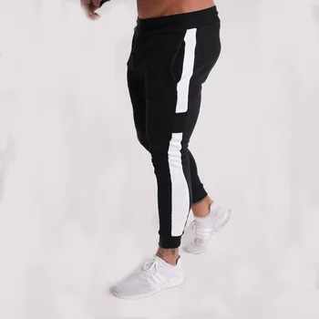 

Jogger Men's Sports Cotton Casual Pants New Fitness Stripe Solid Color Men's Trousers Cross Border Muscle Fitness Pencil Pants