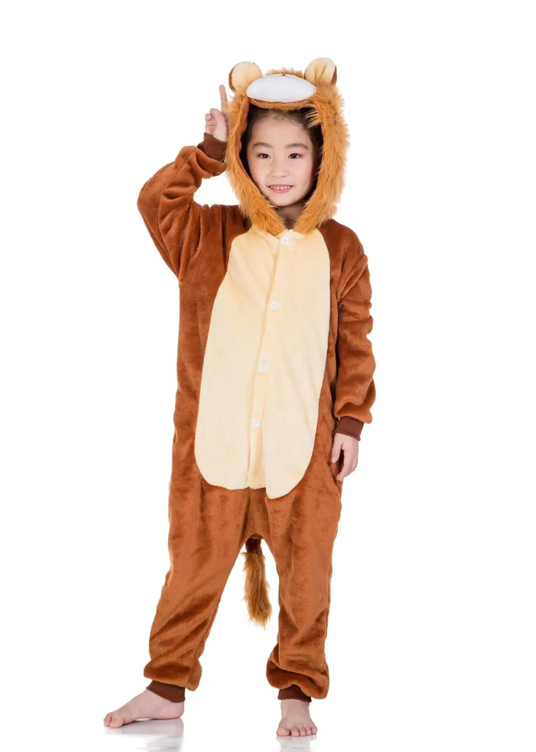 Baby Lion Одежда для родителей, детская осенне-зимняя одежда для сна, фланелевые пижамы для родителей и детей, детские костюмы с героями мультфильмов, теплая домашняя одежда - Цвет: Baby Lion